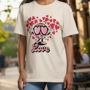 NWT Disco Ball Love Sign XL Beige Tee Shirt